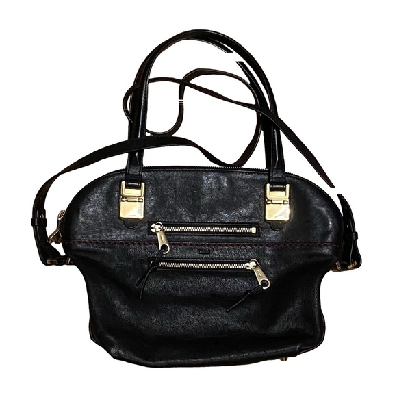 LIKE NEW CHLOE Angie Medium Black Lambskin Leather Shoulder Cross Body Tote Bag - Picture 6 of 16